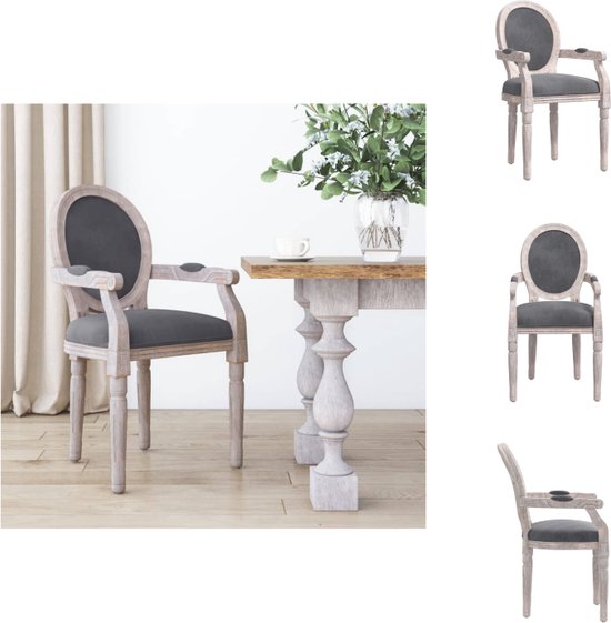 vidaXL Chaise de salle à manger Style français - Gris foncé - 54 x 56 x 96,5 cm - Velours - Chaise de salle à manger