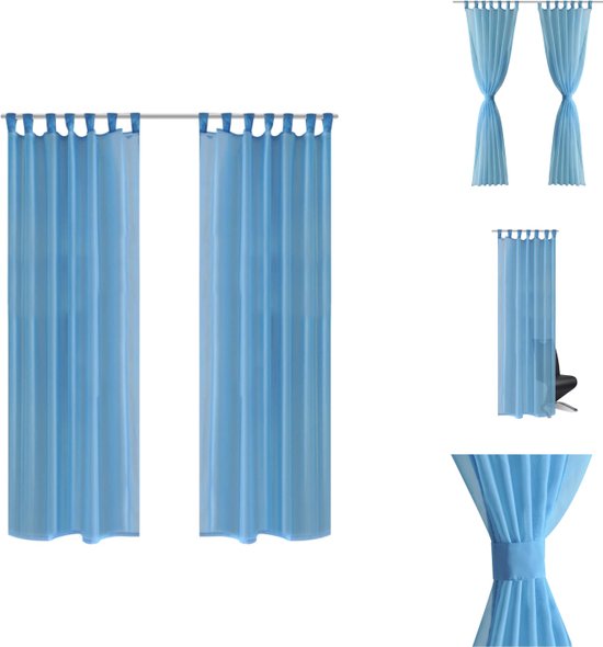 vidaXL Vitrage Turquoise 140x245 cm - Handwas - Polyester- 100% - Gordijn