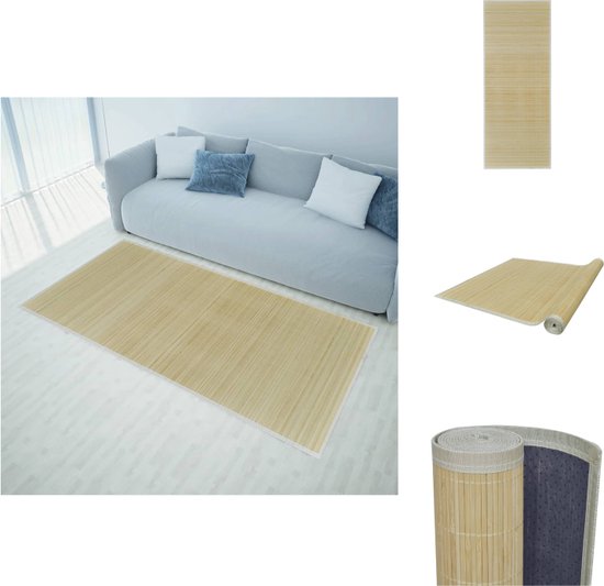 vidaXL Bamboo Mat - Neutrale bamboe kleur - 80 x 200 cm - PVC anti-slip onderkant - Vloerkleed