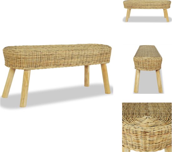 vidaXL Halbankje Rattan - 110 x 35 x 45 cm - Rustieke charme - Eenvoudige montage - Hocker