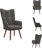 vidaXL Relaxstoel - Donkergrijs fluweel - 61.5 x 69 x 95.5 cm - Stabiel en duurzaam - Fauteuil