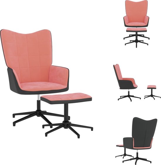 vidaXL Relaxstoel - Roze Fluweel - 62x68x98 cm - 360 graden draaibaar - Staal frame - Fauteuil