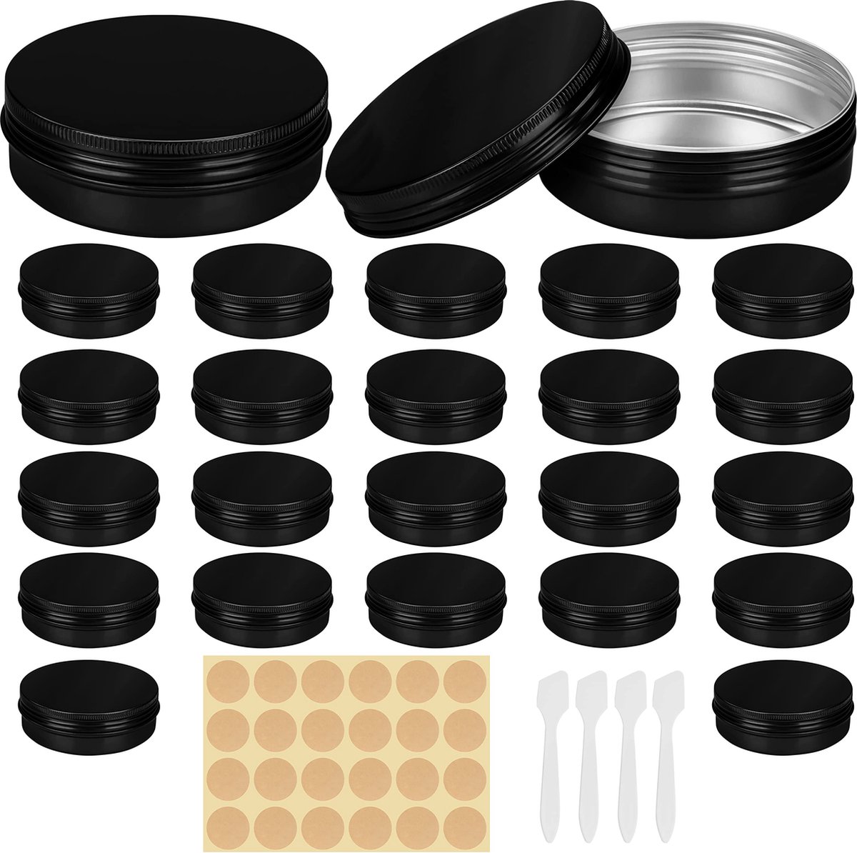 BELLE VOUS Set van 24 lege kaarsenpotten van metaal, goudkleurig, met stickers en spatels, rond en kleine metalen doos, 230 ml, kleine metalen doos voor het maken van kaarsen, handwerk, opslag BELLE VOUS Set van 24 lege kaarsenpotten van metaal, goudkleurig, met stickers en spatels, rond en kleine metalen doos, 230 ml, kleine metalen doos voor het maken van kaarsen, handwerk, opslag