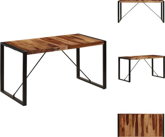 vidaXL - Industriële houten eettafel - 140 x 70 x 75 cm - Bruin/Zwart - Tafel