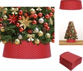 vidaXL Kerstboomkraag - Rood Kunststof - 48cm Bovenkant - 54cm Onderkant - 19.5cm Hoog - Met Rattan-Look - Montage Vereist - Kerstboomrok