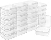 Belle Vous Klein Helder Plastic Opslag Containers met Klemdeksel (24 Pak) – L5,3 x B5,3 x H1,7 cm – Mini Pillen Doosjes, Kralen, Sieraden & Hobby Items