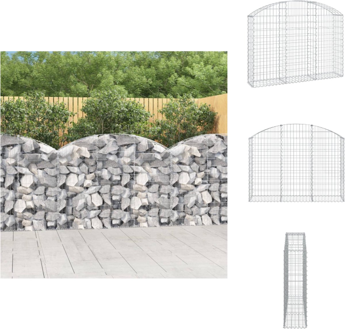 VidaXL Schanskorf Decoratieve Tuinbarrière 150 x 30 x 100 120 cm Robuust en Geluidsisolerend Bloempot