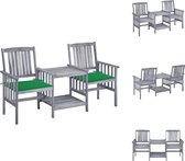 vidaXL Tuinmeubelen - Acaciahouten tweezitstoel met tafeltje - Grijs - 159x61x92 cm - Tuinset