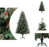 vidaXL kerstboom Groen PVC/PE 225 cm - Dennenappels en rode bessen - Decoratieve kerstboom