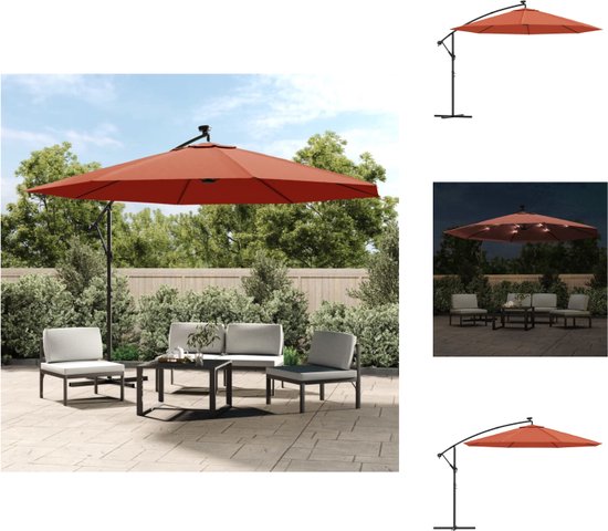 Foto: Vidaxl hangende parasol led verlichting uv beschermend 350 x 290 cm terracotta parasol