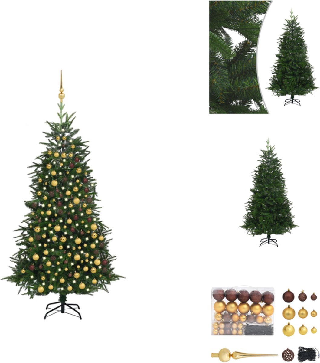 vidaXL Kunstkerstboom 240 cm - Groen - PVC/PE - Incl - LED-verlichting en accessoires - Decoratieve kerstboom