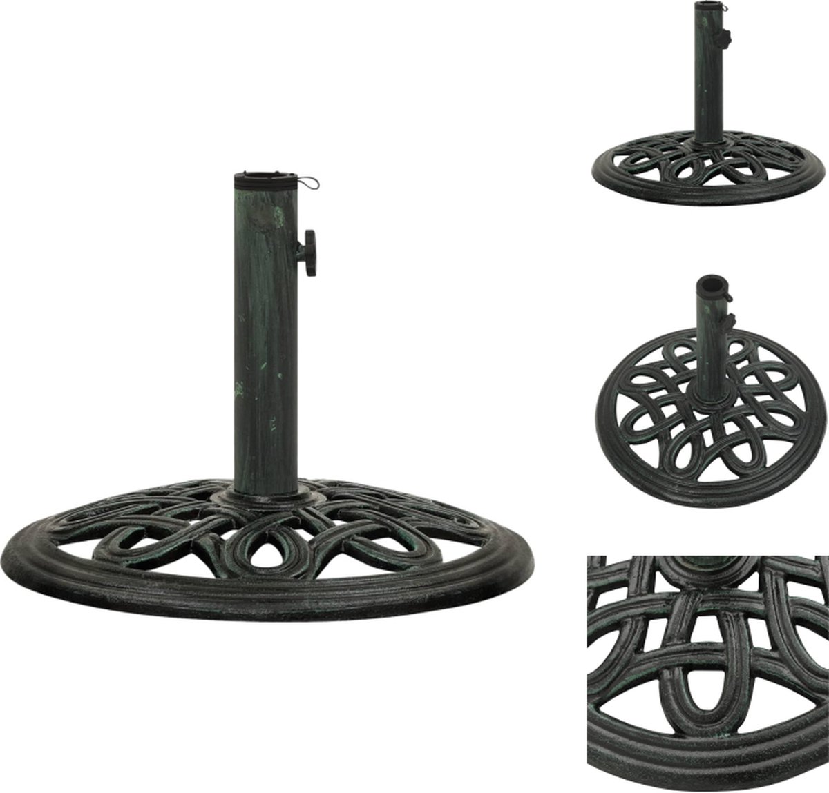 VidaXL Parasolvoet Gietijzer 40 x 32 cm Groen Met Adapter Trendy tuinaccessoire Parasolvoet
