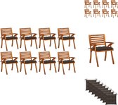 vidaXL Tuinstoelenset - Acaciahout - 59 x 59 x 87 cm - Incl - 8 stoelen en kussens - Tuinstoel
