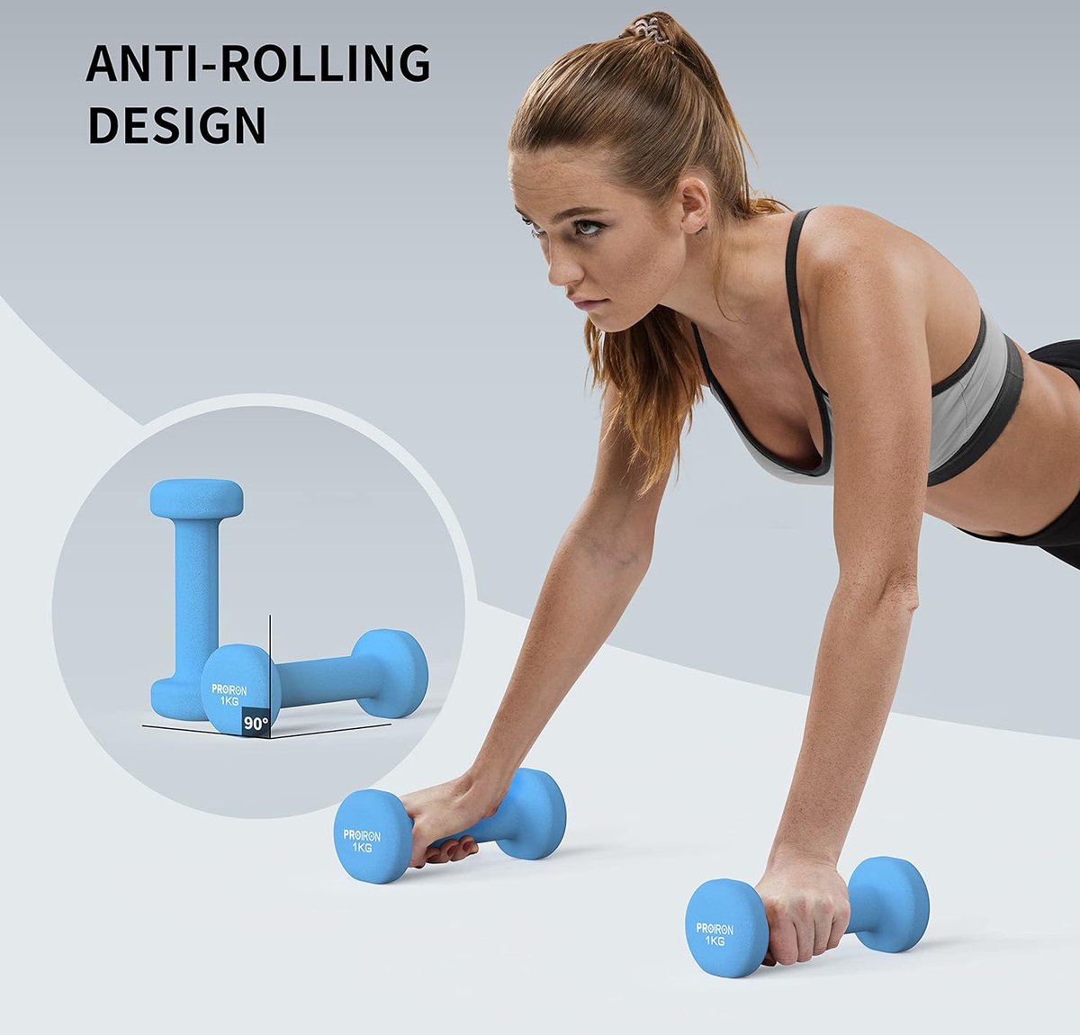 Haltères Courts En Néoprène - Lot De 2 X 1 Kg - Forme étoile Antidérapante - Pour Fitness, Yoga, Musculation à Domicile