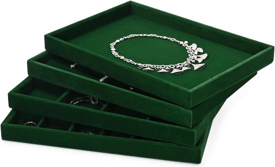 Vintage groen fluwelen sieradendienblad voor juwelendoosje sieradenopslag sieraden organizerblad