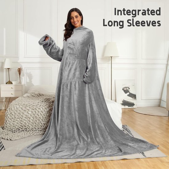 Bedsure Plaid à Capuche Adulte - Plaid Polaire Avec Manche Femme