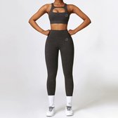 Set Peachy Bum Cargo – Leggings et soutien-gorge de Sport – Scrunch Butt – Poches – Vêtements de sport femme – Zwart – Taille M