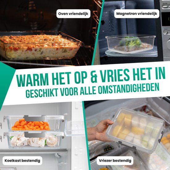 Avalo Boîtes de conservation Glas - Récipients de Prep de repas - Récipients de congélation - Avec couvercle - 10 pièces 1060 ml / 370 ml