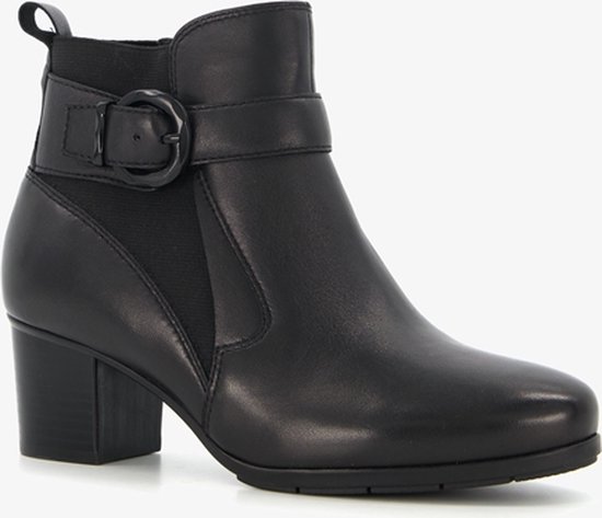 Tamaris Comfort leren dames enkellaarsjes met hak Zwart Uitneembare zool Maat 37 bol