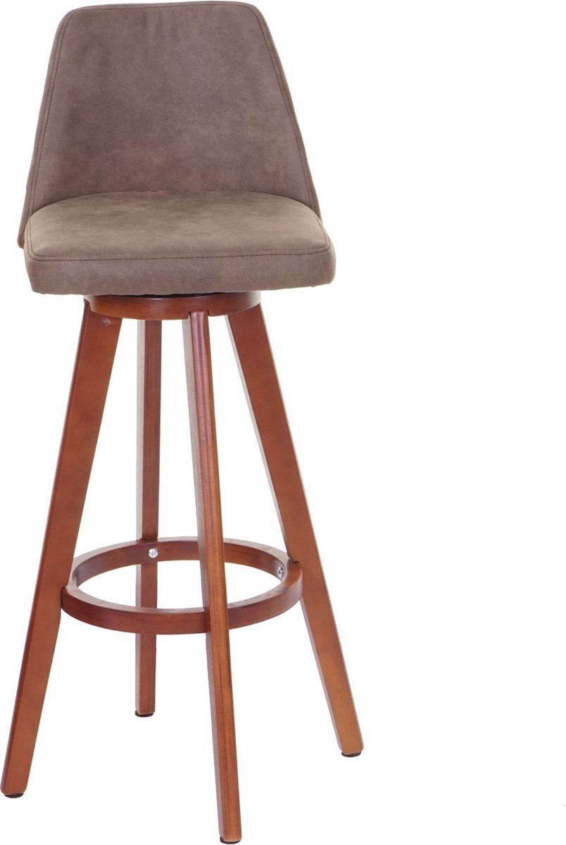 MCW Set van 2 barkrukken MCW-C43, barkruk counter stool, hout textiel draaibaar ~ vintage bruin, lichtgekleurde poten