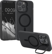 kwmobile Telefoonhoesje geschikt voor Apple iPhone 13 Pro Max - Met beschermrand en standaard - Smartphone hoesje - zwart / transparant