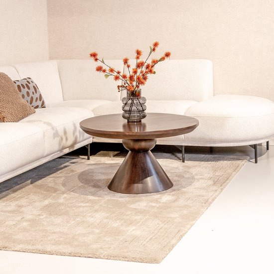 Ronde Japandi Eettafel Walnoot 130 cm Kopen