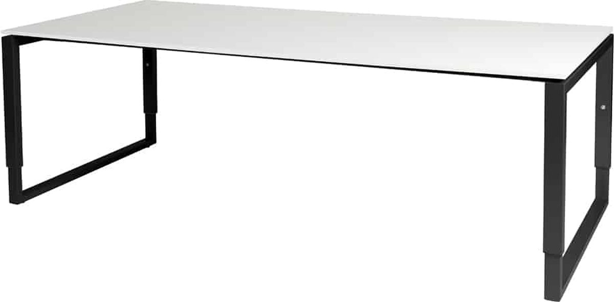 Vergadertafel - Verstelbaar - 220x100 grijs - zwart frame