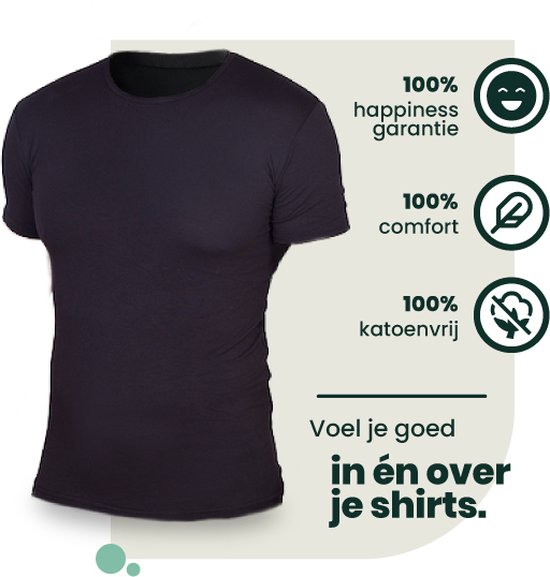 T-shirt en Bamboe | Chemises en Bamboe | Col rond | Chemises anti-transpiration | Sous les chemises | Noir | Taille : L | Merk: Bamboosa