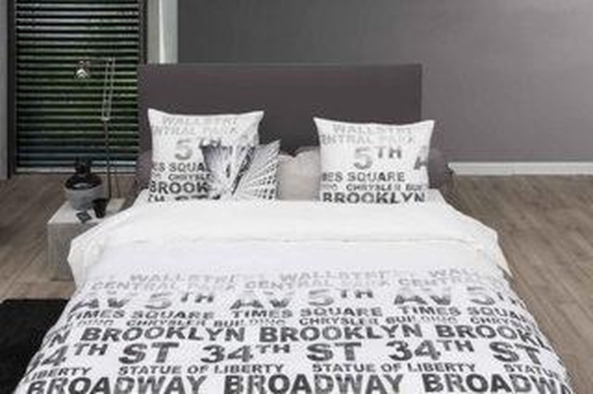 HNL Pure Cotton Time Square - Dekbedovertrek - Lits-jumeaux - 240x200/220 cm - Wit