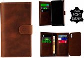 Samsung Galaxy S9 Plus - Bookcase - Portemonnee Hoes Echt leer Wallet case Antiek Bruin