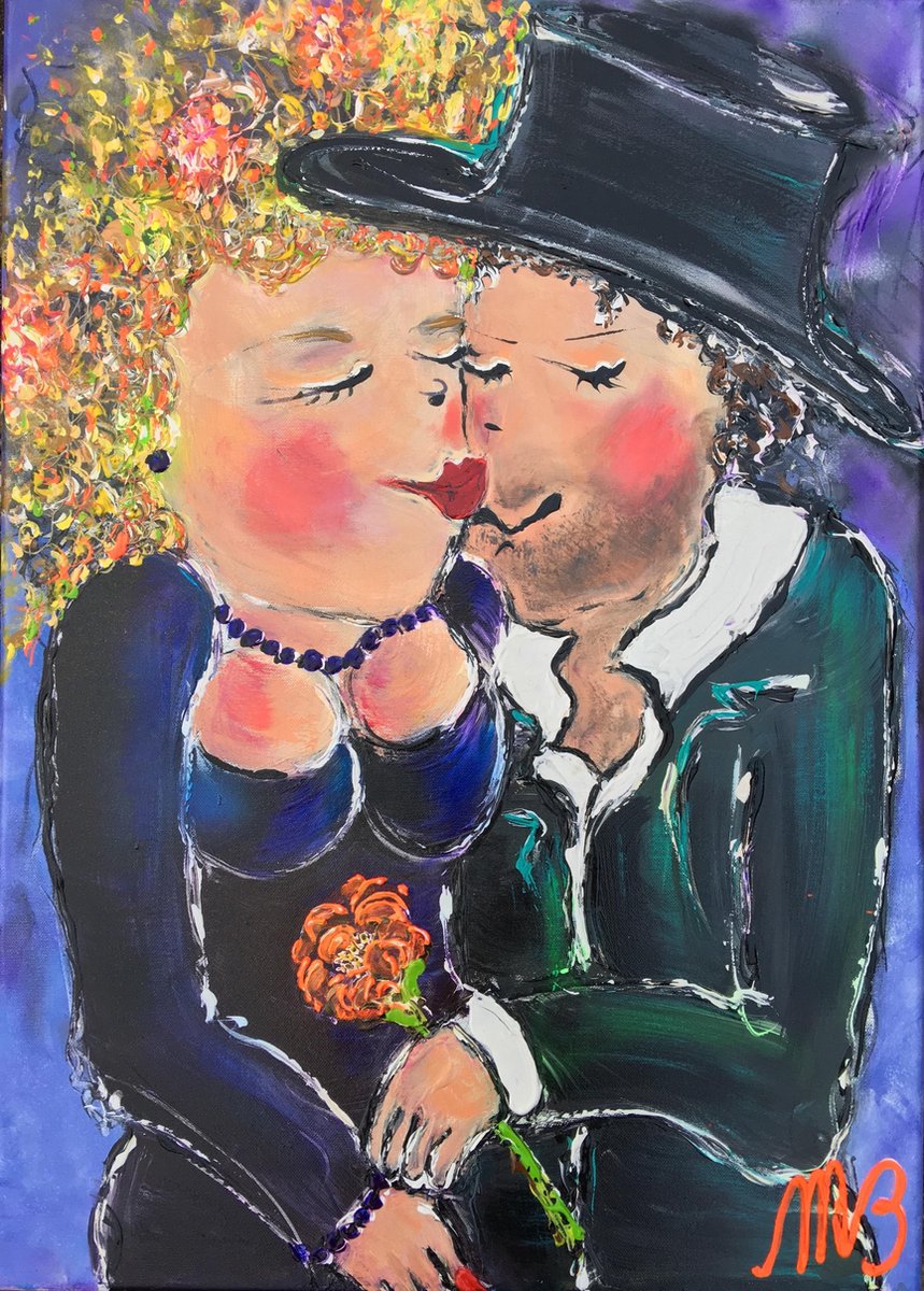 Schilderij RED LIPS handgeschilderd