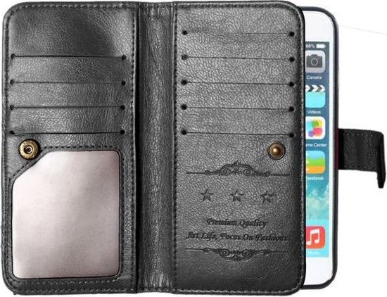 bol.com | GadgetBay XL Wallet hoesje iPhone 6 6s lederen portemonnee cover  zwart - 10 pasjes -...