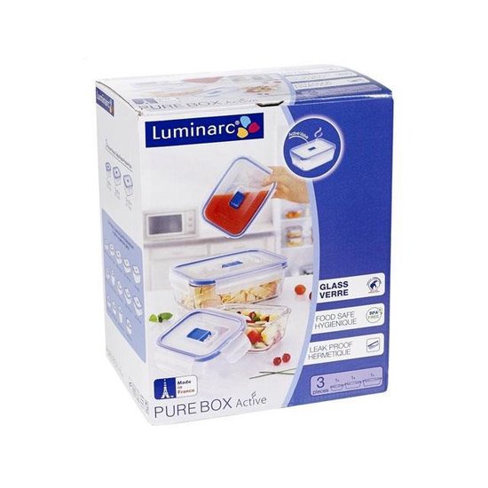 Luminarc Pure Box Active - Rectangle - 3 pièces