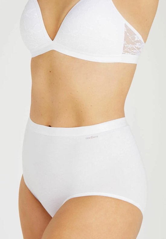 Ten Cate Basics organic cotton stretch high waist wit 4 pack voor Dames | Maat L