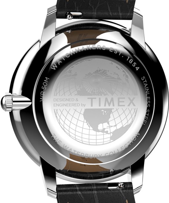 Montre analogique à Quartz Timex Waterbury Metropolitan Sub Second, Zwart : 100 % acier inoxydable | Bracelet : 100 % Cuir 39 TW2Y23100AJ