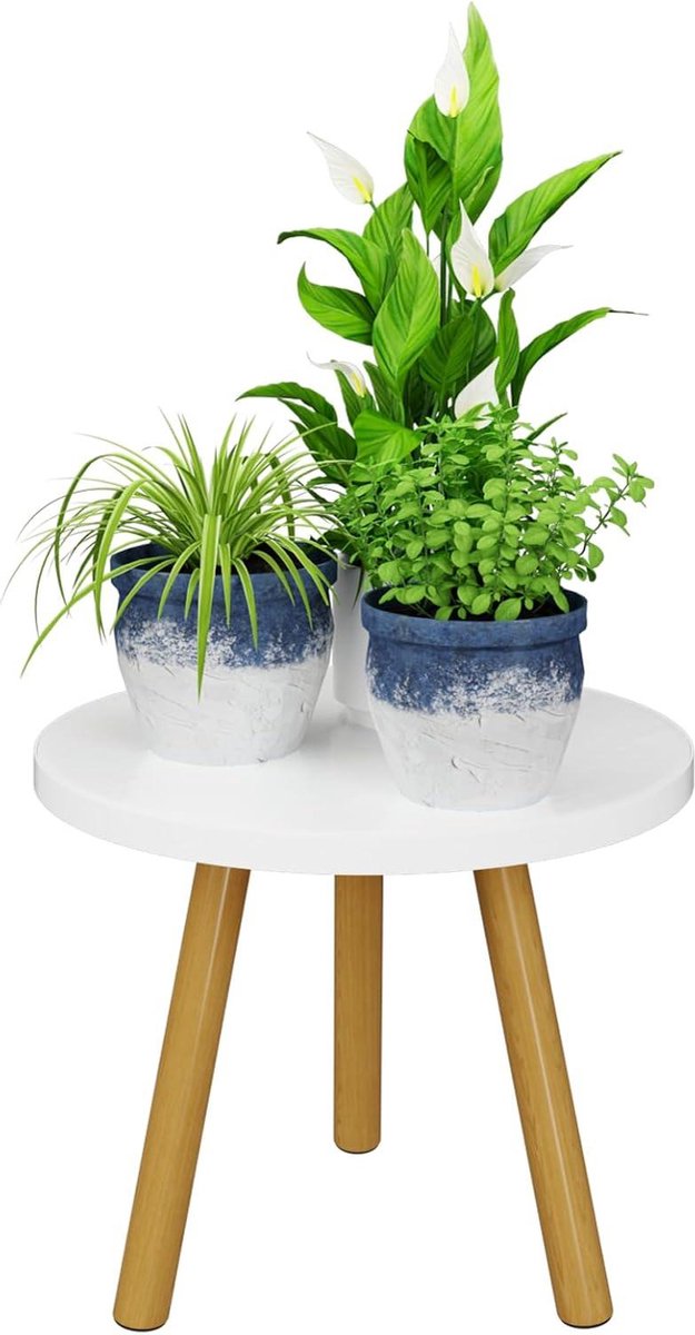 Houten displaystandaard voor binnenplanten - Stijlvolle zijtafel - Plantenhouder voor bloempot - 22 cm