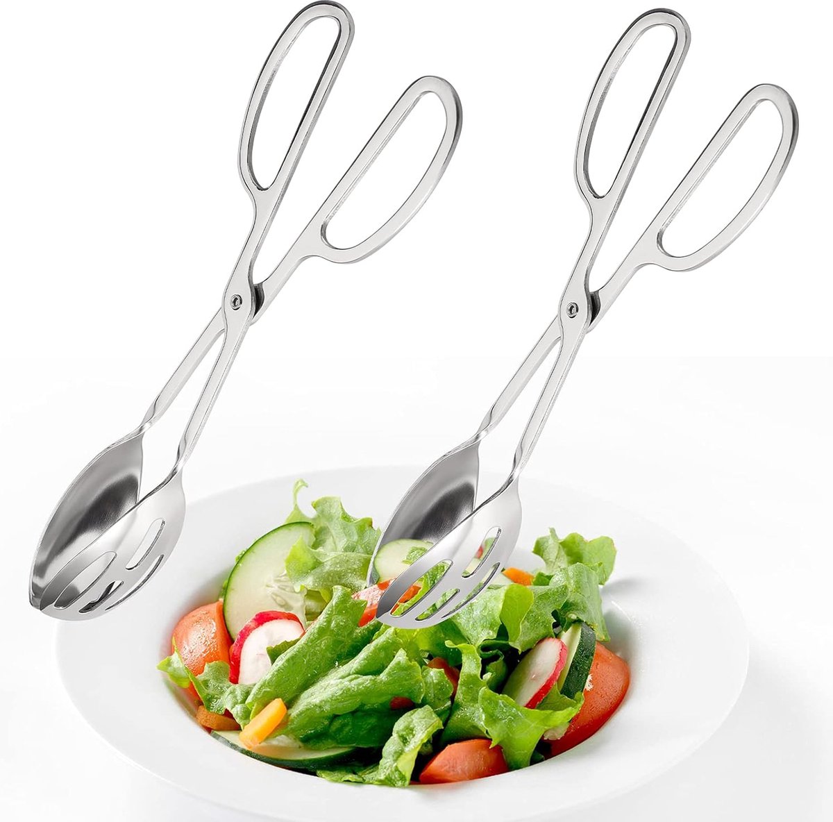 Goodivery ® 25 cm roestvrijstalen buffettang met schaarhandgrepen voor salade, brood, cake