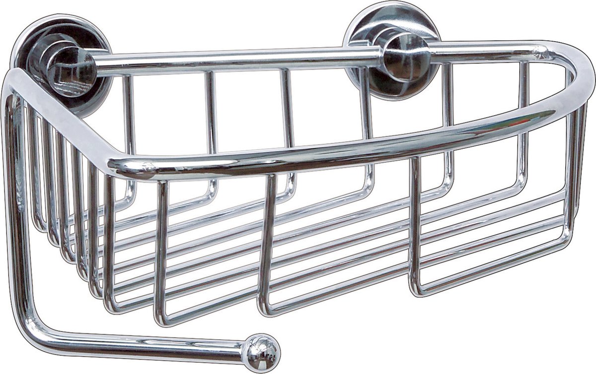 tesa® Draad hoek doucherek, hoogglans verchroomd metaal, zelfklevend, 130 mm x 210 mm x 220 mm