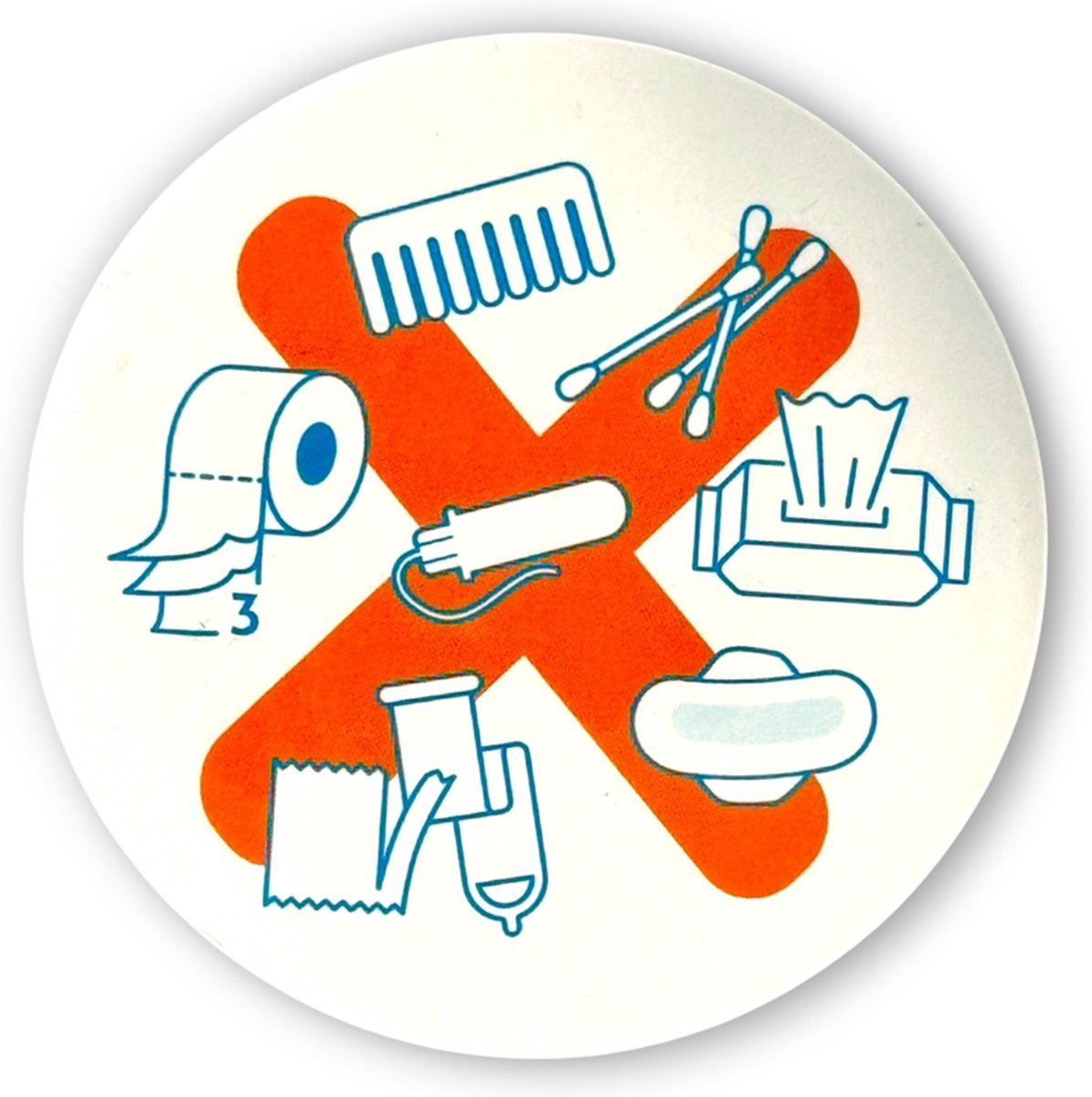 Waarschuwing sticker broyeur toilet/pomp