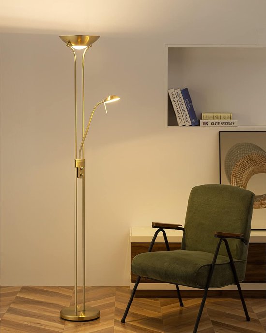 Home Sweet Home Vloerlamp – Klassiek Zwart, 180 Cm, Dimbaar R7s Hoofdlicht + Flexibel G9 Leeslicht, Ideaal Voor Woon- En Slaapkamer