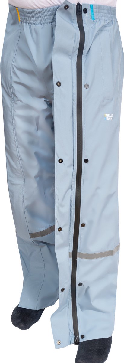 Hello Rain ZipDry Pro – Regenbroek 3-Lagen met Zijrits Lichtblauw XL