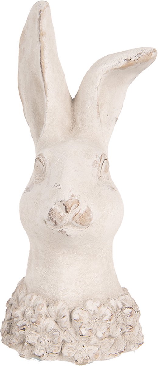 Clayre & Eef Decoratie Beeld Konijn 24 cm Beige Steen