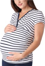 Bellivalini Dames Positie - Shirt Met Borstvoedingsfunctie – Stripe-2 – XS - BLV-BLV50-123-BL