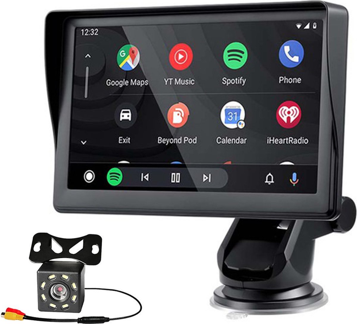VCTparts® Smart Navigatiesysteem Touchscreen Scherm met Zuignap en Achteruitrijcamera 7inch Scherm [Draadloos Apple Carplay & Android Auto]
