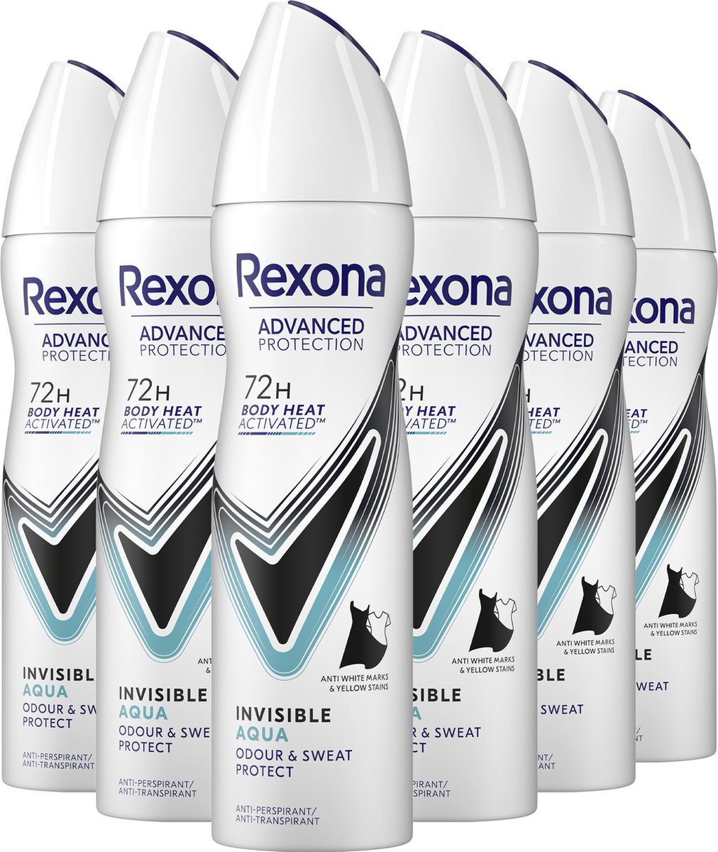 Rexona Women Advanced Protection Invisible Aqua Anti-Transpirant Spray - 6 x 150 ml - Voordeelverpakking
