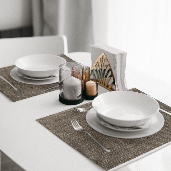 Lumaca Wasbare Placemats, Set van 6 Ontbijtplacemat (70% PVC, 30% Polyester), Hittebestendig, Antislip, voor Keuken- en Restauranttafels, Blauw