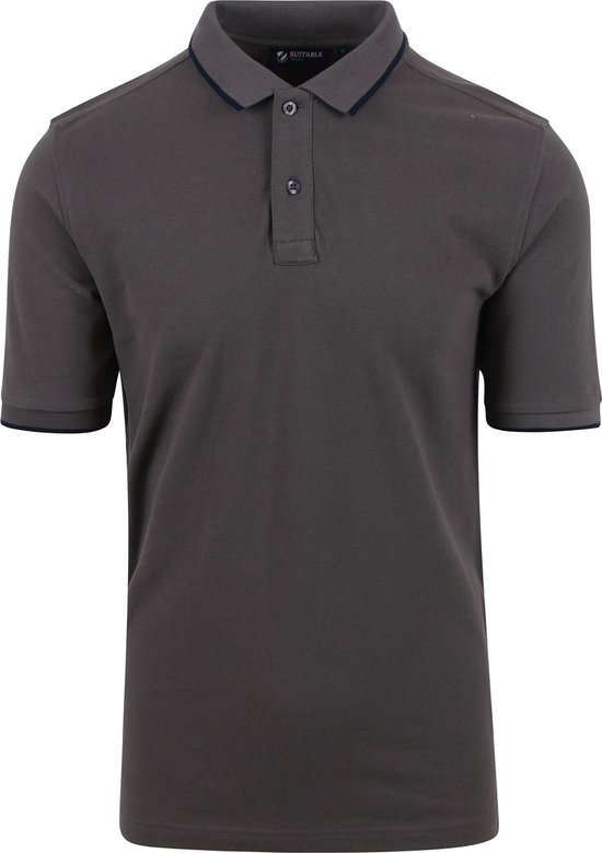 Suitable Respect Polo Tip Ferry Antraciet - Maat M - Heren - Polo shirt Heren met Korte mouw