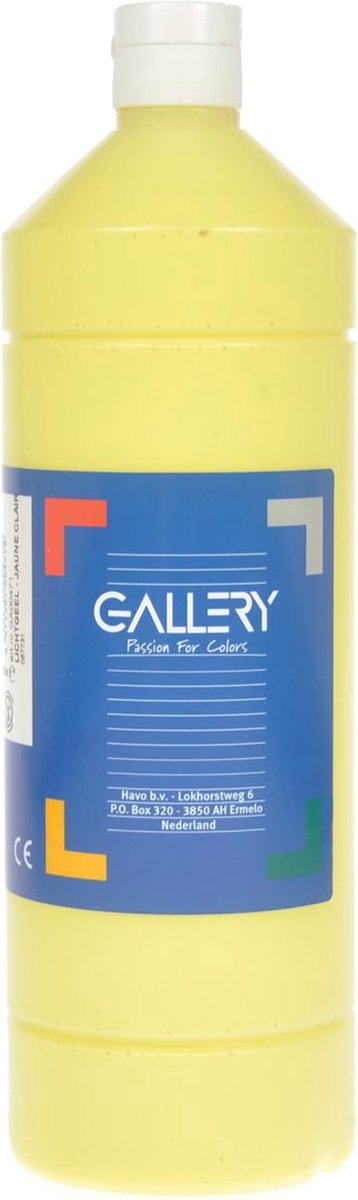 Gallery plakkaatverf, flacon van 1 l, lichtgeel 6 stuks
