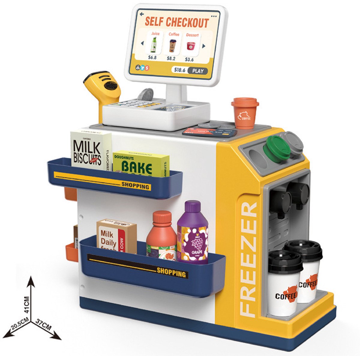 OODBLUE Speelgoed Kassa – Interactieve Supermarkt Speelset met Scanner, Speelgeld & 46 Accessoires voor Kinderen — afbeelding 11