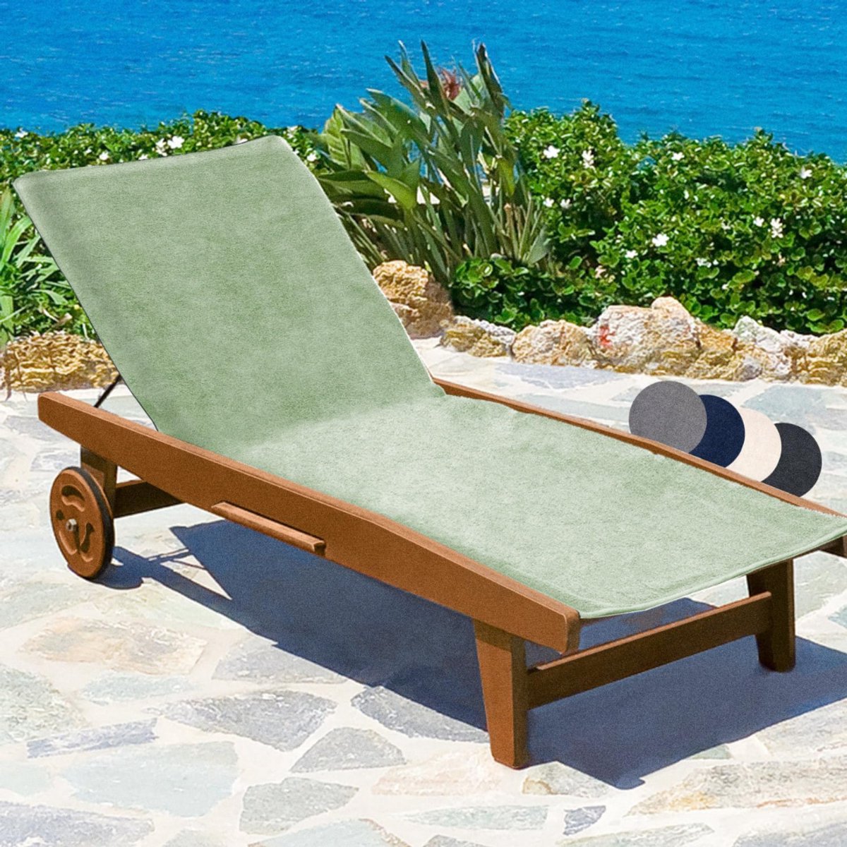 Zylo® Badstof Stoelhoes - Hoes voor Tuinstoel - Strandbed Badstof Hoes - Lichtgroen - 200cm x 70cm x 1cm